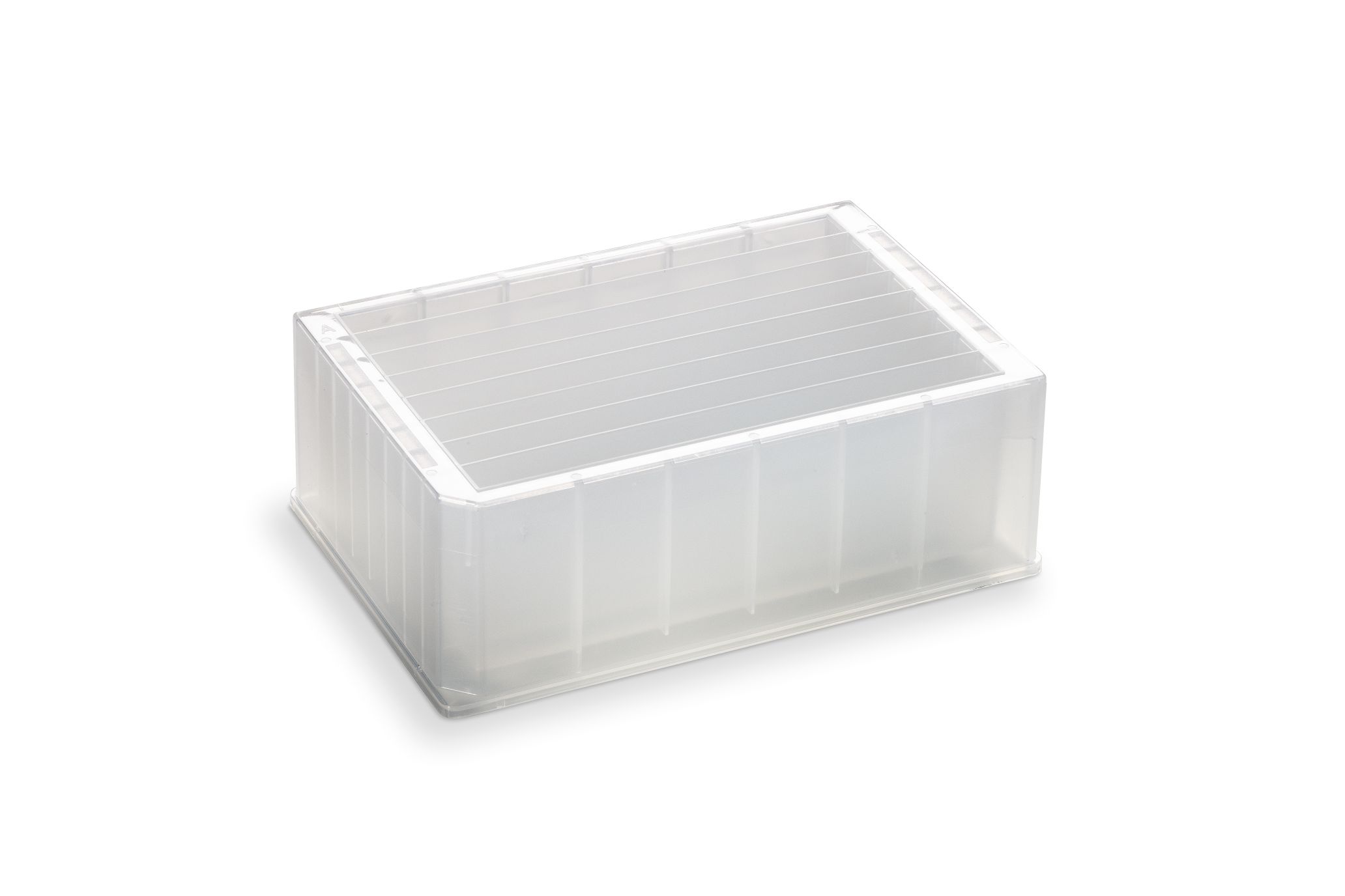 256 ml Reservoir plate: 8 compartment V bottom