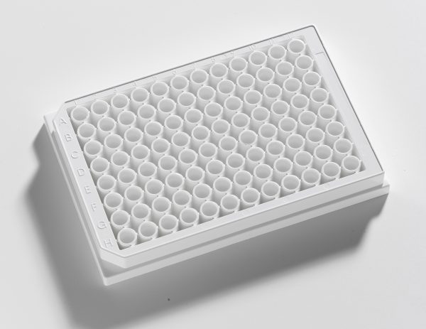 96 Well 350 µl White Clear F bottom assay plate