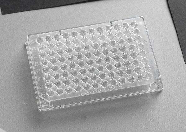96 Well, 200 µL, Round, Clear, V Bottom, Polystyrene Microplate