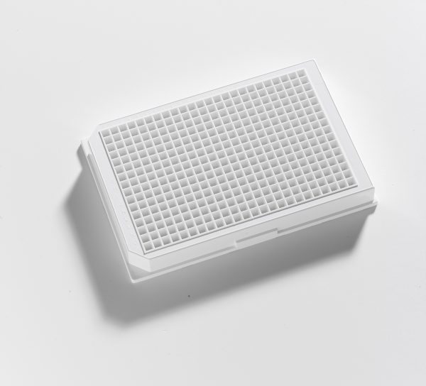 384 Well clear F bottom white microplate plate, TC Treated With Lid
