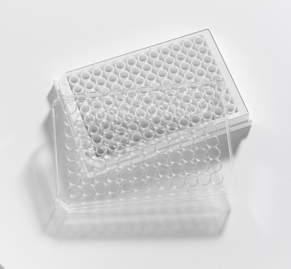 96 Well White glass bottom assay plate With Lid  Sterile