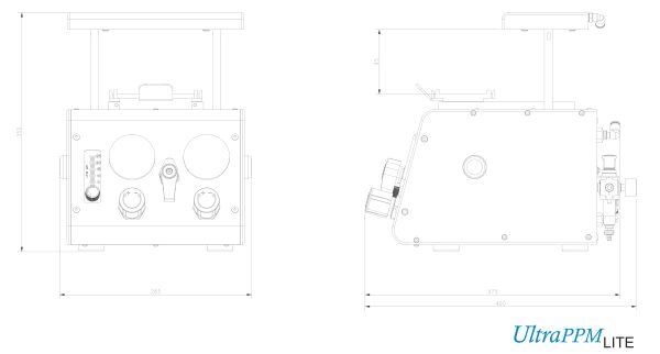 UltraPPM LITE Technical schematic showing dimensions